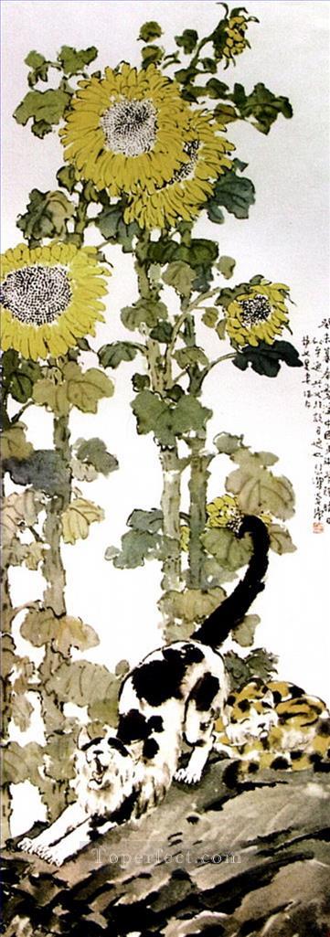 Xu Beihong ひまわりの古い中国語油絵